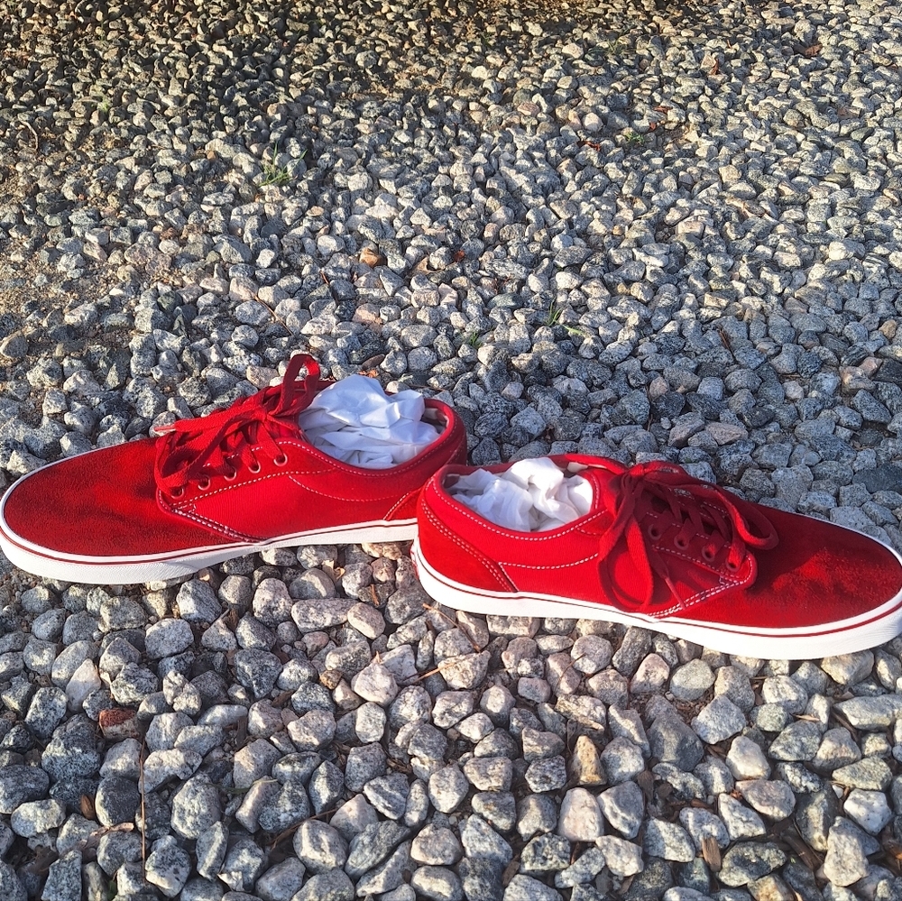 Vans Atwood Red Chili Pepper Sneakers Checkerboard Liner 11.5 - Picture 10 of 13